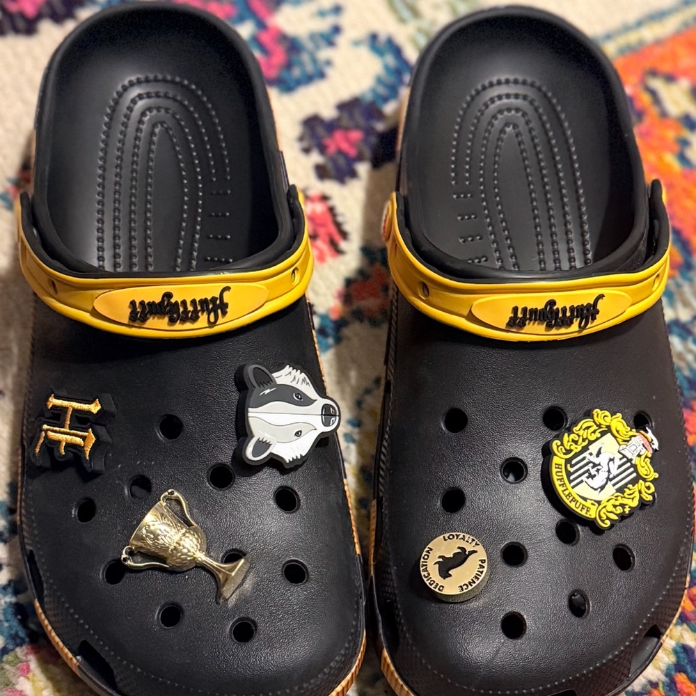 CROCS Black with Yellow Strap Loafers